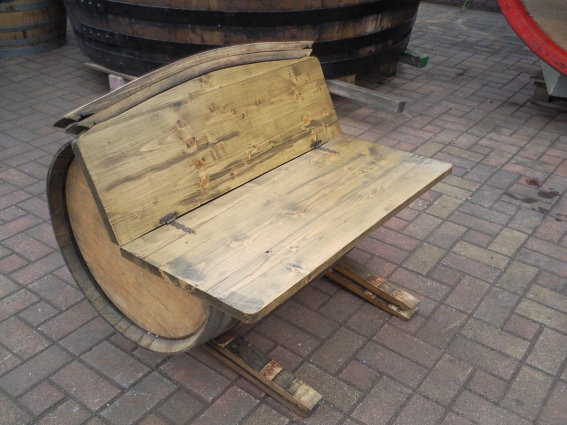 Fassbank - Sitzgarnitur - Mosel 1 x Fasssitztisch H.73cm, D. der