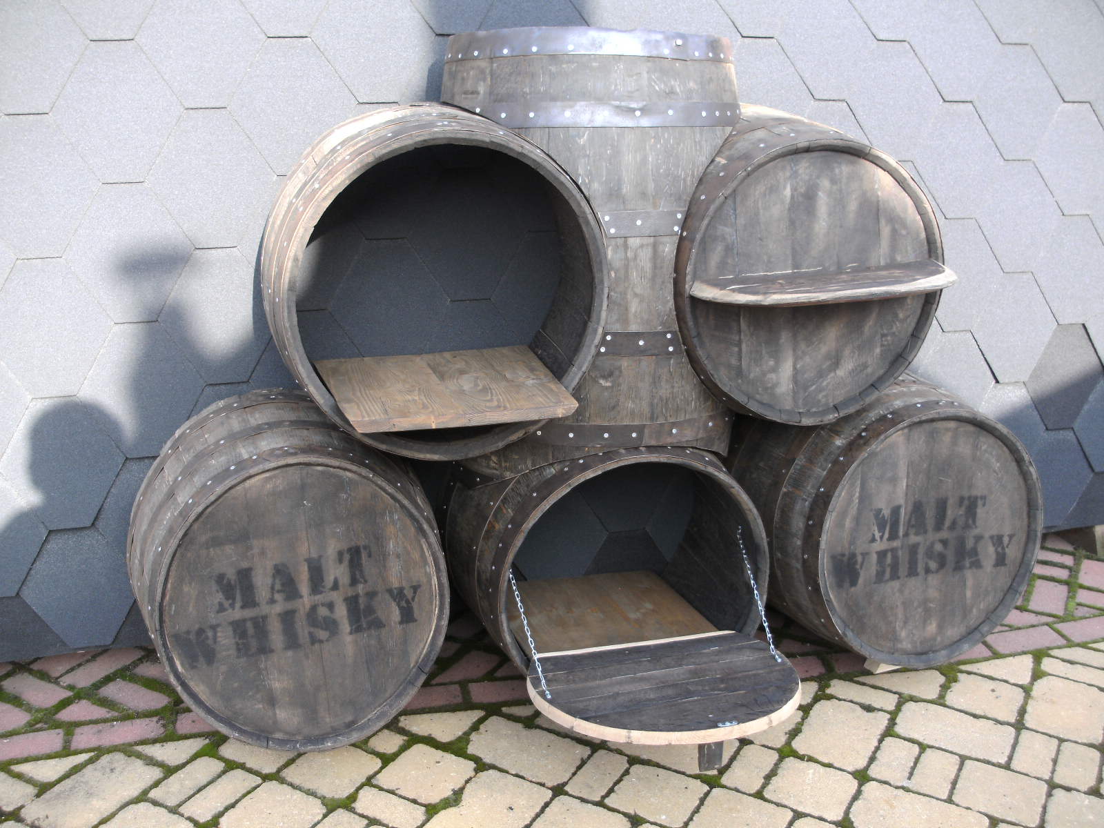 190L BOURBON Whiskyfass Tisch-Bar - Kombination Höhe ca. 140cm Breite