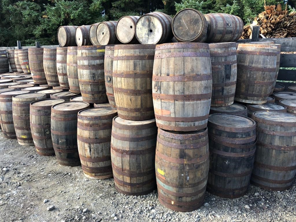 Holzfaß Original Whiskyfaß mit Deckel Eichenfaß 190 L Pflanz kübel Wasserfaß Faß 