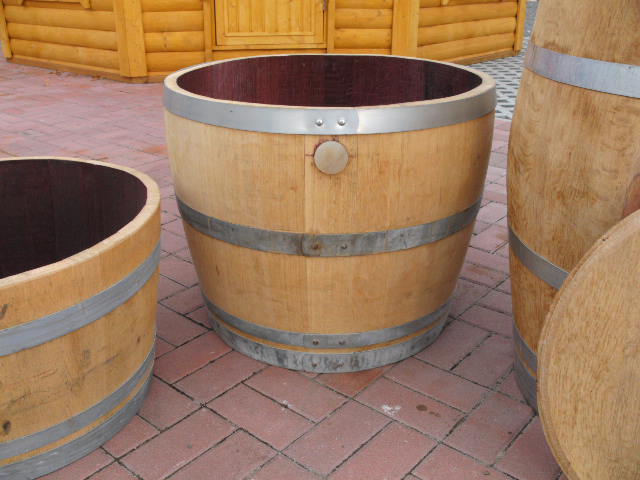 halbes Weinfass Holzfass 1/2 Fassabschnitt aus Eichenholz Fass Blumenkübel 