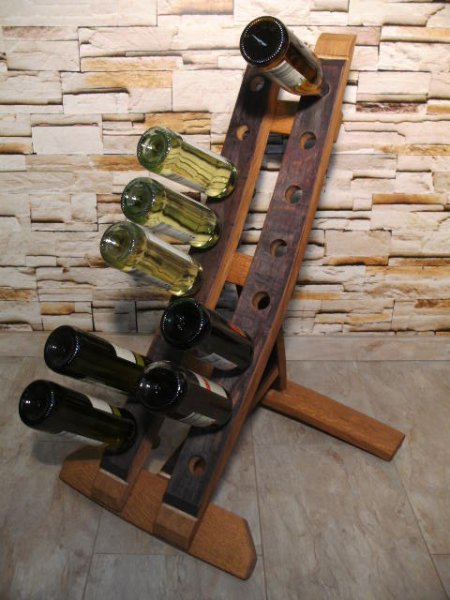 16-er Weinstock, originales Weinregal aus Eichenfassdaube für 16 Flaschen