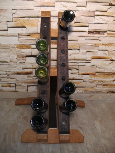 16-er Weinstock, originales Weinregal aus Eichenfassdaube für 16 Flaschen