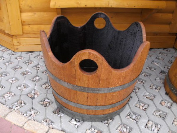 WELLE100L Pflanzenkbel Fasskbel Miniteich Eichenfasshlfte