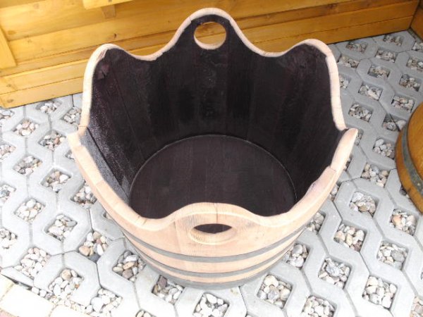 WELLE100L Pflanzenkbel Fasskbel Miniteich Eichenfasshlfte