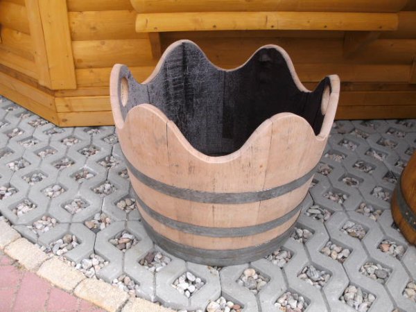 WELLE100L Pflanzenkbel Fasskbel Miniteich Eichenfasshlfte