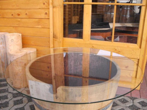 Glasplatte ESG, rund, Durchmesser 65 cm, klar, Strke 1  cm Fasstischplatte Tischplatte