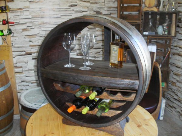 Bacchus-MWR-Deluxe Weinregal fr bis zu 34Fl. aus massivem Eichenholzfass mit Zwieschenboden und Weinregaleinsatz