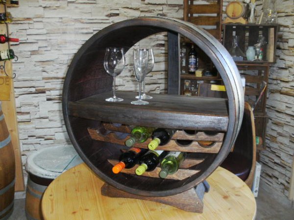 Bacchus-MWR-Deluxe Weinregal fr bis zu 34Fl. aus massivem Eichenholzfass mit Zwieschenboden und Weinregaleinsatz