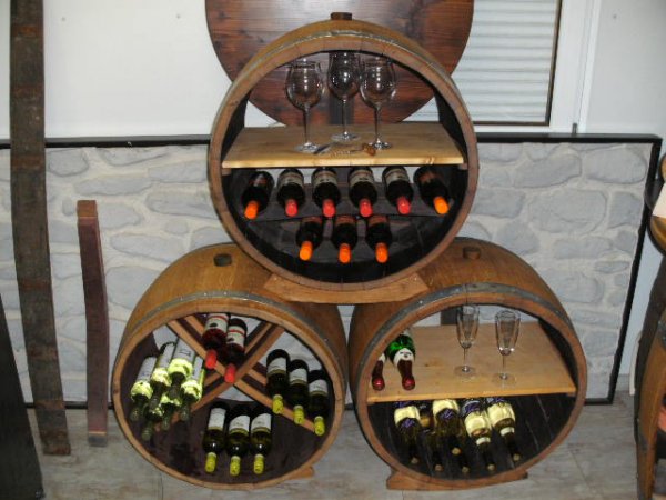 Bacchus-MWR-Deluxe Weinregal fr bis zu 34Fl. aus massivem Eichenholzfass mit Zwieschenboden und Weinregaleinsatz