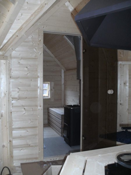 GKF92ES9,2 m2 Grillkota für ca. 10 Personen mit Sauna - Erweiterungsanbau 4,3m²