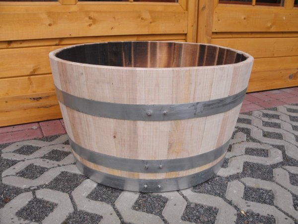 Neue Kastanienholzfass Fasshlfte - Konfigurator mit D.52-54cm, Hhe 29 bis 40cm, 45 bis 75L