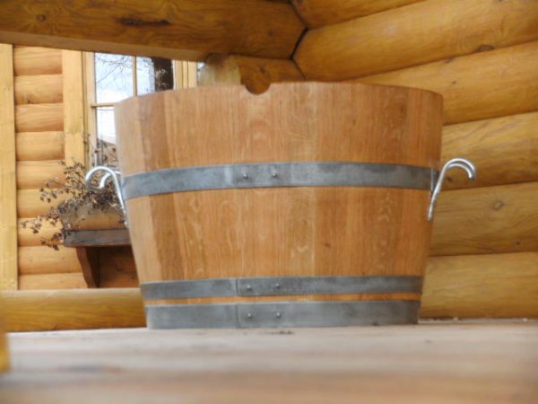 GBKE95 Pflanzkbel aus Eichenholz mit D. 95cm, H.54cm, winterfest Blumenkbel Bluemenfass Palmenkbel Baumkbel