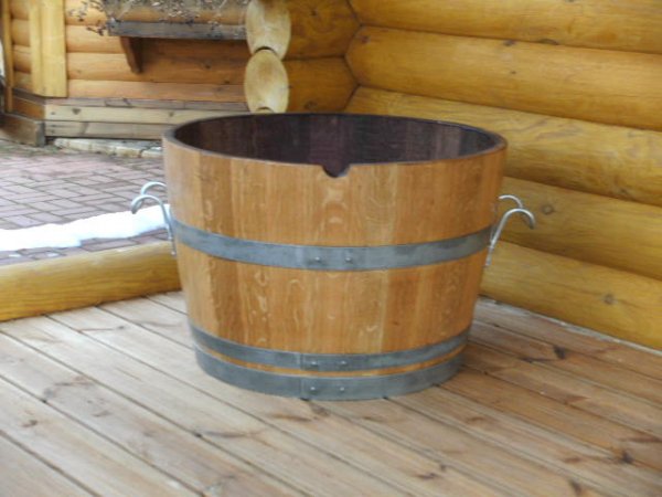 GBKE78 Pflanzk�bel aus Eichenholz mit D. 78cm, winterfest Blumenk�bel Blumenfass