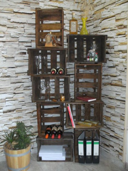 Fabrikneue Weinkiste von Auen abgeschliffen sehr rustikal Mae: L 45 cm, B 30 cm, H 24cm