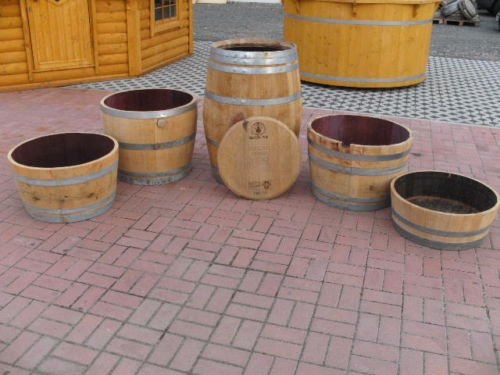 225 Liter Weinfass Regentonne oben offen ohne Deckel aus gebrauchtem Barrique Eichenfass H. ca.90-95cm, D. ca.70-73cm Wasserfass Regenfass Tonne