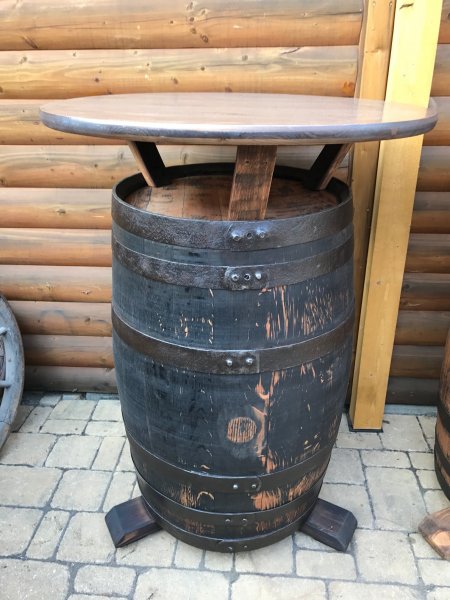 Whiskyfasstisch - Bourbon-190 mit Tischplatte D.80cm, Höhe 110cm Eichenfass Fasstisch Stehtisch Bistrotisch Tisch