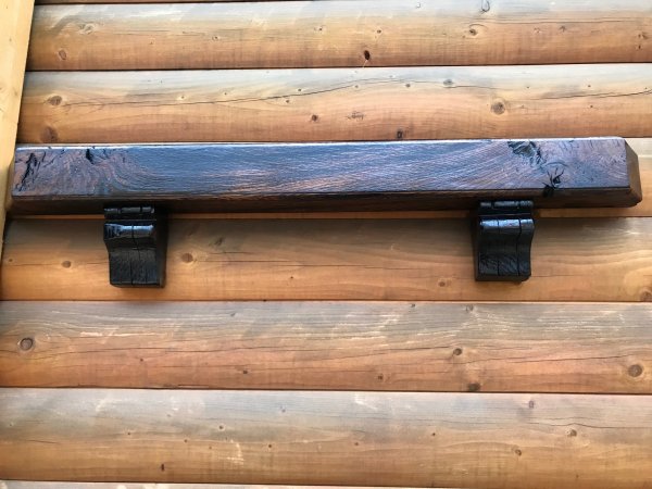 Kaminboard massiv mit L�nge 1m Fensterbank Zierboard Holzbalke