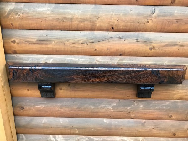 Kaminboard massiv mit L�nge 1m Fensterbank Zierboard Holzbalke