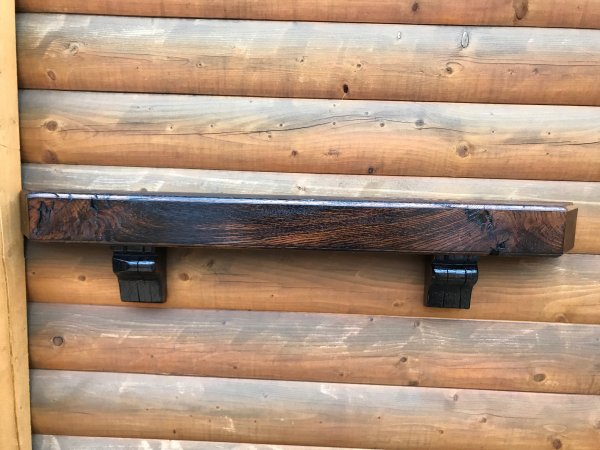 Kaminboard massiv mit L�nge 1m Fensterbank Zierboard Holzbalke