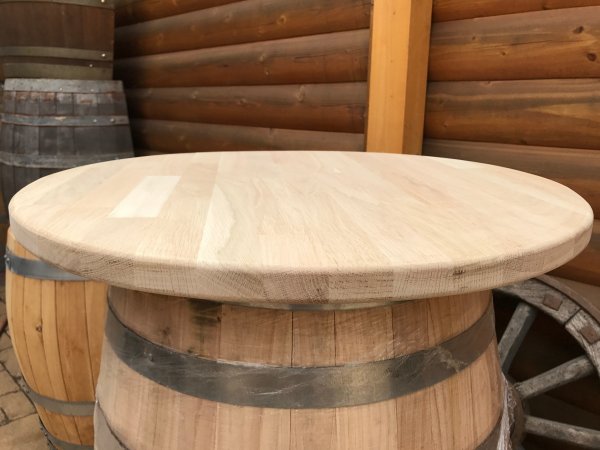 Eichenholzplatte keilgezinkt mit D.90cm Tischplatte und mit 27 mm Strke Fasstischplatte Leimholzplatte