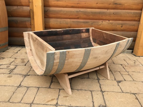 15 Liter quer neue Kastanienfasshlfte mit Maen 52x37cm und Gesamthhe ca. 24cm