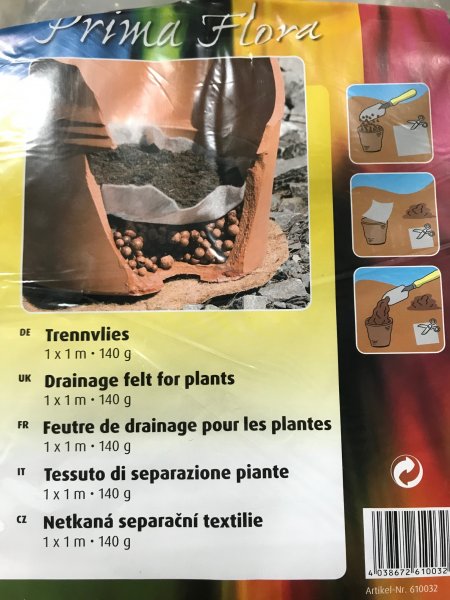 75-er ALL INKLUSIV Drainage - Set aus 20L Tonkugel + Trennvlies 75cm x 75cm+70L/2x40L Pflantzenerde fr alle Blumenkbel oder Pflanzkbel mit D. unten bis 45cm.