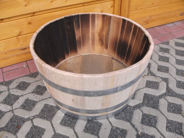 30 Liter neue Kastanienholzfass Fasshlfte mit D.50cm, Hhe 30cm Fassabschnitt