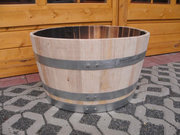 30 Liter neue Kastanienholzfass Fasshlfte mit D.50cm, Hhe 30cm Fassabschnitt