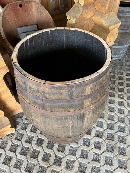 400 Liter rundes gebrauchtes Whiskyfass - Abschnitt Eichenfass Holzfass Wasserfass Regentonne Fass Fassregentonne