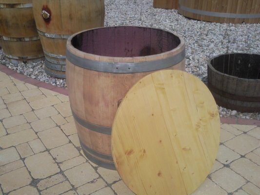 100 Liter Regentonne aus neuem Kastanienholzfass Weinfass Wasserfass Holzfass Kastanienfass Pflanzkbel Mimiteich