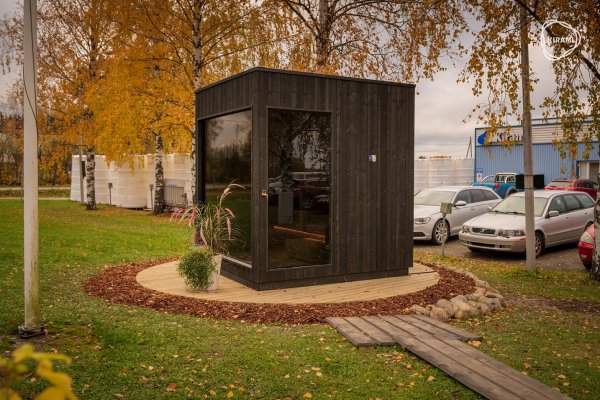 ORIGINAL FINVISON FinVision Nordic misty-Mirror Außensauna Gertensauna Holzsauna Sauna mit Elektro / Holzbefeuerung montiert
