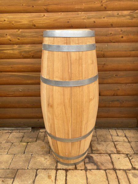 150 Liter Weinfass Regentonne mit Deckel und Griff aus neuem Zigarren Kastanienholzfass H.107cm, D.59cm Fass Holzfass Regenfass Wasserfass