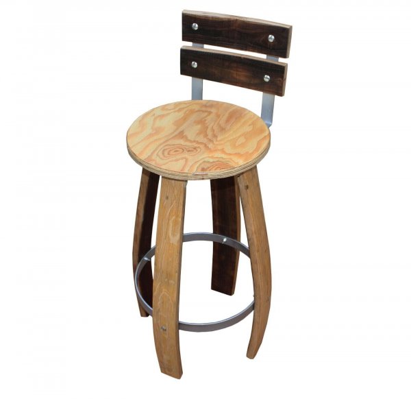 Fass Barhocker M8 Fassbarhocker mit Rckenlehne und mit Wunsch - Logo Stehtischhocker Sitzhocker Stuhl Holzstuhl Holzhocker Sitz Hocker