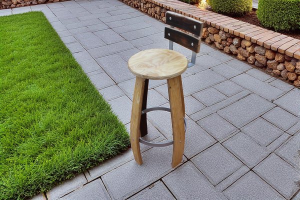 Fass Barhocker M8 Fassbarhocker mit Rckenlehne und mit Wunsch - Logo Stehtischhocker Sitzhocker Stuhl Holzstuhl Holzhocker Sitz Hocker