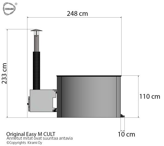 Sonderangebot Kirami Original Breezy M Badefass mit D.170cm mit Kunststoffeinsatz und mit 22KW Cult Auenofen fr 4-6 Personen