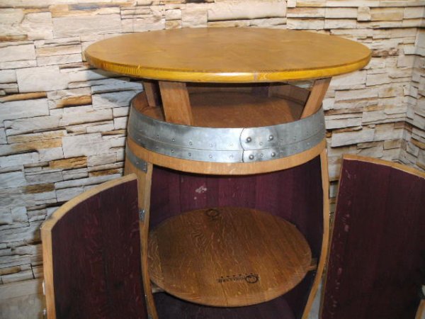 Fassbartisch - BORDEAUX als Fassbar mit zwei Türen & Zwischenboden Bistrotisch Stehtisch Eichenfass Holzfass Fasstisch Tisch