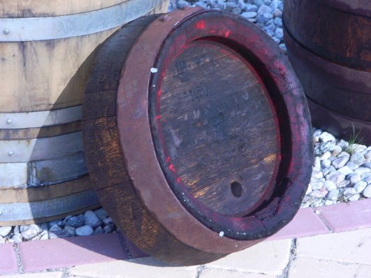 50L Bierfassfront rund aus gebrauchtem Eichenholz-Bierfass