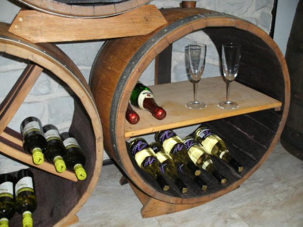 Bacchus-M Weinregal fr bis zu 50Fl. aus massivem Eichenholzfass