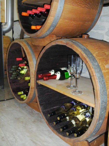 Bacchus-M Weinregal fr bis zu 50Fl. aus massivem Eichenholzfass