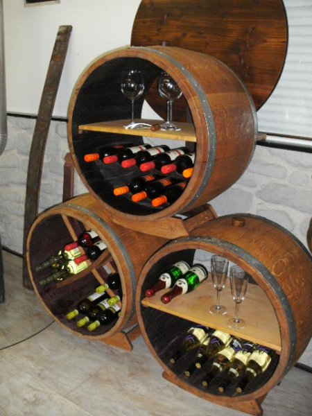 Bacchus-M Weinregal fr bis zu 50Fl. aus massivem Eichenholzfass