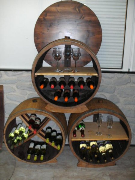 Bacchus-M Weinregal fr bis zu 50Fl. aus massivem Eichenholzfass