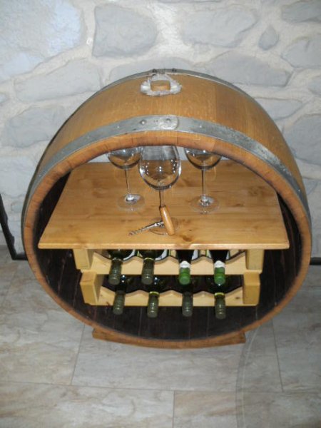 Bacchus-Buvette-M Weinregal aus massivem Eichenholzfass