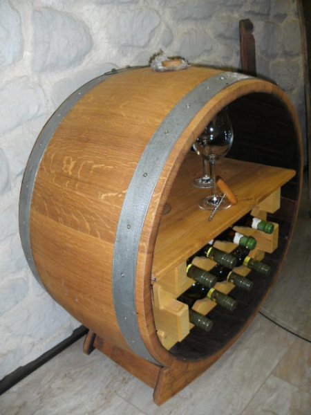 Bacchus-Buvette-M Weinregal aus massivem Eichenholzfass