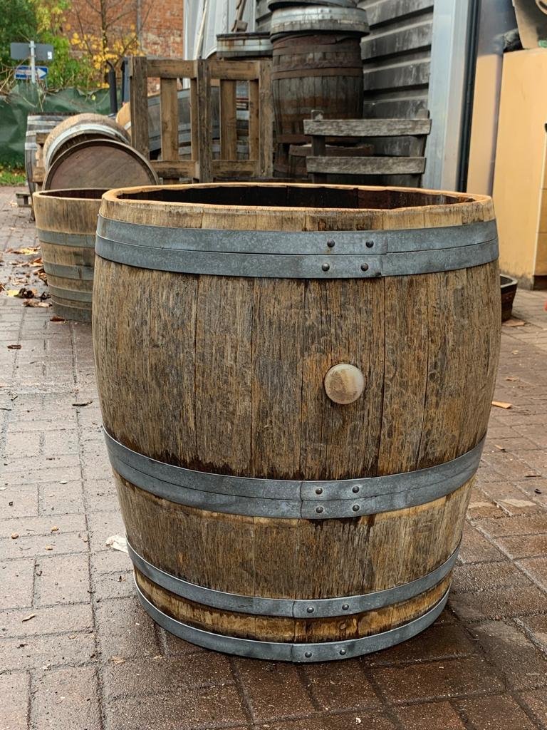 200 Liter Weinfass Regentonne aus gebrauchtem Barrique Eichenfass H. 70cm,  D.O.65cm, D.M.70cm, D.U.58cm