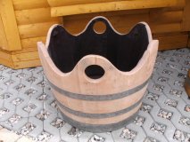 WELLE100L Pflanzenkbel Fasskbel Miniteich Eichenfasshlfte