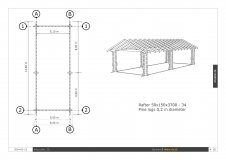 RBP14,6x6m Hhe 2,7-3m Rundbohlen Pavillon Gartenpavillon Carport Garage aus Massivholz 20cm Baumstmmen