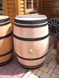 225 Liter Weinfass Regentonne schwarze Ringe aus gebr. Barrique Eichenfass Hhe 90-95cm, Durchmesser 70-73cm Holzfass Wasserfass Regenfass Tonne