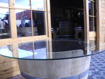 Glasplatte ESG, rund, Durchmesser 65 cm, klar, Strke 1  cm Fasstischplatte Tischplatte