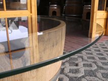 Glasplatte ESG, rund, Durchmesser 65 cm, klar, Strke 1  cm Fasstischplatte Tischplatte