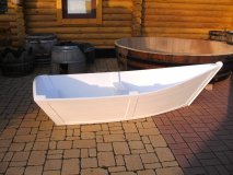 NORDIKA-23 weißes Holzboot Designboot als Garten-Dekoration